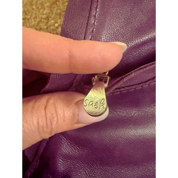 Sash Bag Power Berry Fringe | Genuine Leather Purple Crossbody Purse - Picture 2 of 8